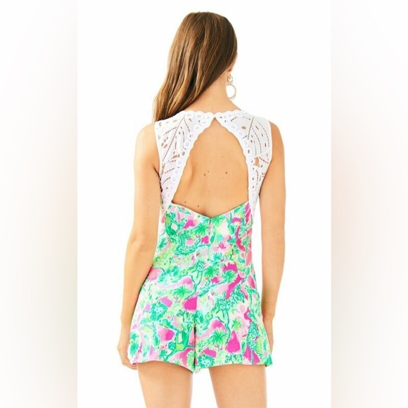 Lilly Pulitzer Razz Berry Catty Shack Sadie Romper Size 10 - Picture 3 of 13